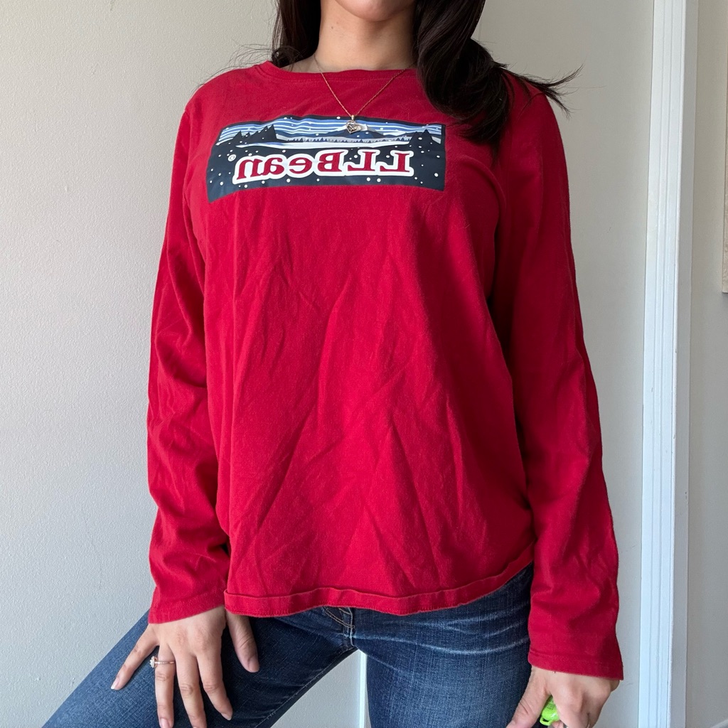Y2k L.L.Bean Graphic Long Sleeve Tee Relaxed Fit